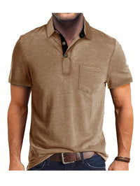 Polo Herren - Regular Fit mit kurzen Ärmeln und Kontrastkragen | Geschäftlich – Khaki