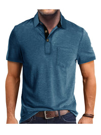 Polo Herren - Regular Fit mit kurzen Ärmeln und Kontrastkragen | Geschäftlich – Dunkelblau