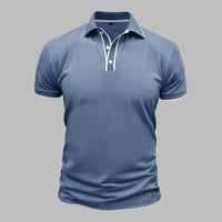Poloshirt für Herren – Elegantes Polo mit weißen Kontrastdetails für den Sommer – Blau