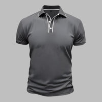 Poloshirt für Herren – Elegantes Polo mit weißen Kontrastdetails für den Sommer – Dunkelgrau