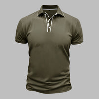 Poloshirt für Herren – Elegantes Polo mit weißen Kontrastdetails für den Sommer – Oliv