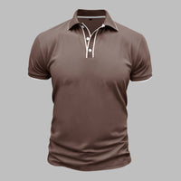 Poloshirt für Herren – Elegantes Polo mit weißen Kontrastdetails für den Sommer – Braun