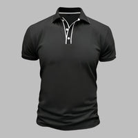Poloshirt für Herren – Elegantes Polo mit weißen Kontrastdetails für den Sommer – Schwarz