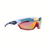 Polycarbonat-Radbrille mit 3 Gläsern – winddichte Brille für Radfahren, Laufen und Outdoor-Aktivitäten – Weiß Rot