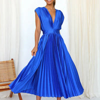 Abendkleid für Damen - Elegantes Maxi Brautjungfernkleid – Blau