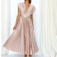Abendkleid für Damen - Elegantes Maxi Brautjungfernkleid – Beige