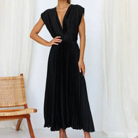 Abendkleid für Damen - Elegantes Maxi Brautjungfernkleid – Schwarz