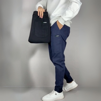 Cargohose für Herren - Slim Fit Stretch Sommerstoffhosen Mit Taschen – Blau
