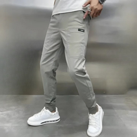 Cargohose für Herren - Slim Fit Stretch Sommerstoffhosen Mit Taschen – Hellgrau