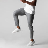 Chinohose für Herren - Stretch Slim Fit Sommerstoffhosen mit Gummibund – Grau