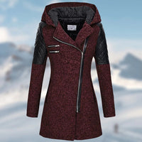 Winterjacke Damen Mit Kapuze | Lang Geschnitten Mit Reißverschluss – Rot