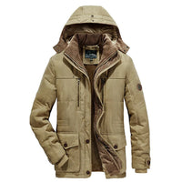 Winterjacke Herren | Fleece Gefüttert Kapuze – Khaki