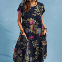 Damen Lässig Blumenmuster Kleid | Midi – Marine