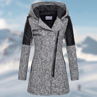 Winterjacke Damen Mit Kapuze | Lang Geschnitten Mit Reißverschluss – Grau