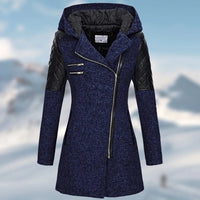 Winterjacke Damen Mit Kapuze | Lang Geschnitten Mit Reißverschluss – Blau