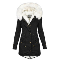 Winterjacke Damen Lang Mit Kapuze | Parka Mit Reißverschluss und Kordelzug – Schwarz