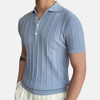 Poloshirt für Herren - Gestreiftes Kurzarm-Poloshirt für den Sommer 2024 – Hellblau
