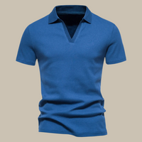 Poloshirt für Herren - Leichtes Gestricktes Kurzarm Polo für den Sommer – Blau