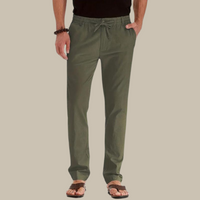 Sommerhose für Herren - Stilvolle leichte Hose im Leinen-Look für den Sommer – Oliv