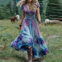 Florenza™ - Elegantes und Fließendes Blumenkleid – Blau
