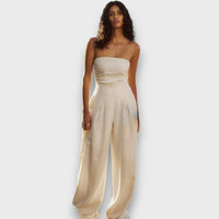 Louna – Eleganter Bandeau-Jumpsuit – Khaki