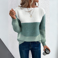 Freya | Colourblock U-Boot Pullover – Grün