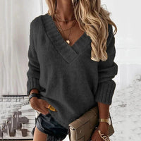 Gudrun | Damen Kuscheliger Feiner Strickpullover – Grau