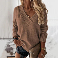 Gudrun | Damen Kuscheliger Feiner Strickpullover – Braun