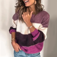 Hildegard | Damen Warmer Lässiger Strickpullover – Lila