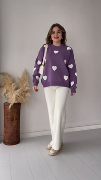 ALINA - ZWEITEILIGES SET MIT HERZMUSTER – Lila