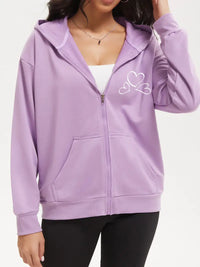 Ellessyn | Liebe Herz Muster drucken, Damen Langarm Kapuzen-Sweatshirt – Lila