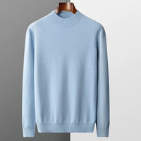 Herren Wollpullover aus Merinwolle Premium Strick – Himmelblau