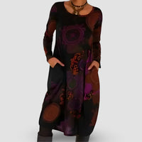Elegantes Bohemien-Winterkleid für Damen mit langen Ärmeln – Rot