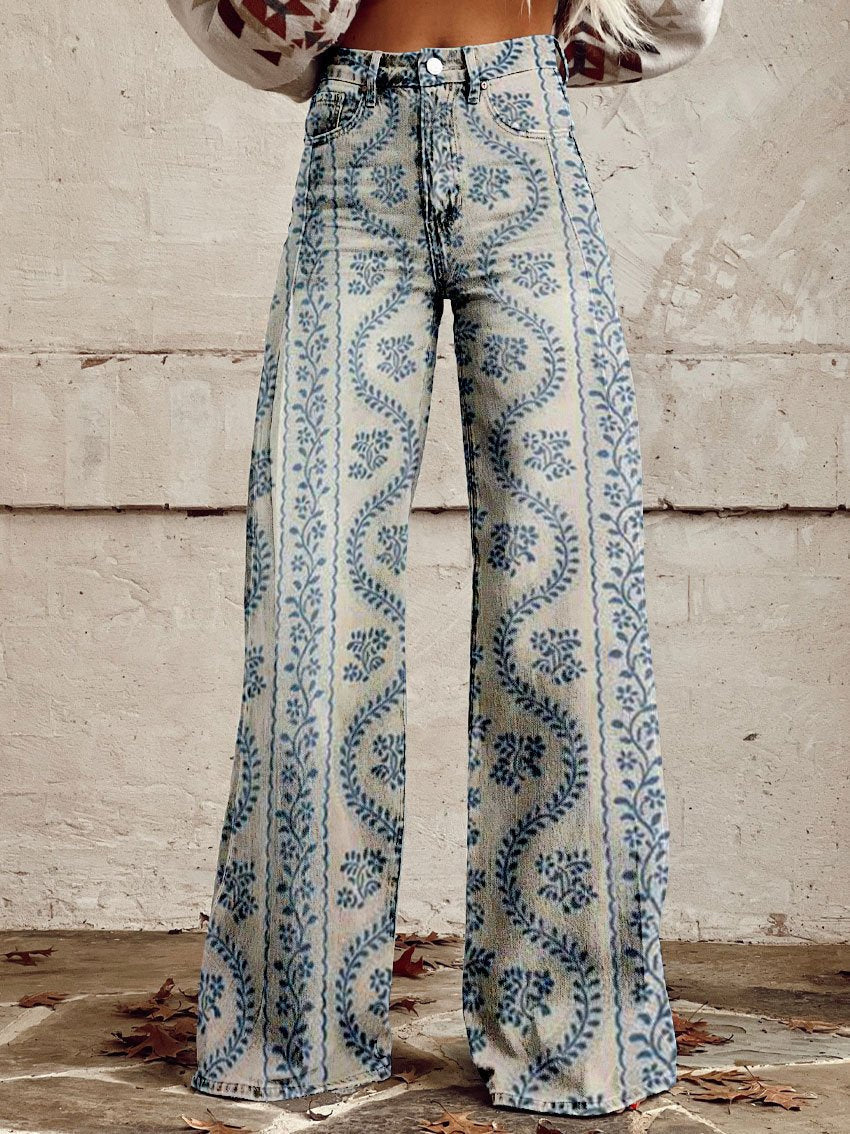 Bequeme Damen Palazzo-Hose mit floralem Muster