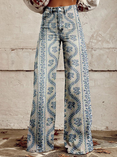 Bequeme Damen Palazzo-Hose mit floralem Muster
