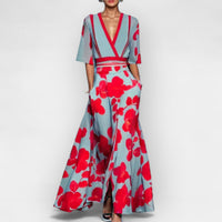Elegantes Floral Damen Maxikleid – Rot