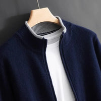 Reißverschluss Strickjacke Für Herren | Minimalistischer Stil Mit Stehkragen – Blau