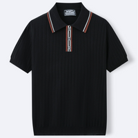 David Strick Poloshirt mit Kontrastkragen – Schwarz