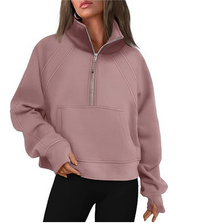 Damen - Bequemer Pullover mit Tasche – Hellrosa
