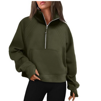 Damen - Bequemer Pullover mit Tasche – Grün