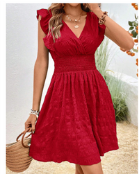 Fern | Schweizer Punktekleid – Rot