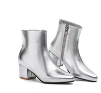 Damen Eleganter Knöchel Stiefel | Mittlere Absätze – Silber
