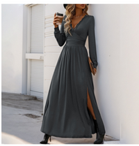 Alphosinem | Damen Elegantes Kleid | Maxi – Dunkelgrau