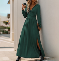 Alphosinem | Damen Elegantes Kleid | Maxi – Grün