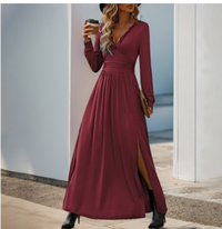 Alphosinem | Damen Elegantes Kleid | Maxi – Rot