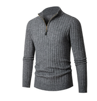 Herren Halber Reißverschluss Langarm Pullover | Strick – Grau