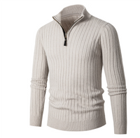 Herren Halber Reißverschluss Langarm Pullover | Strick – Beige