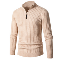Herren Halber Reißverschluss Langarm Pullover | Strick – Rosa