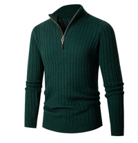 Herren Halber Reißverschluss Langarm Pullover | Strick – Grün