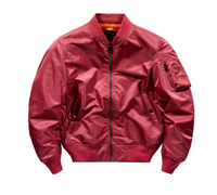 Herren Klassische Bomberjacke | Reißverschluss – Wein